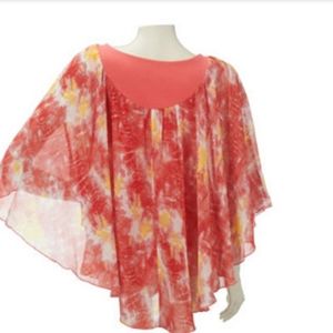Belle Gray Lisa Rinna Chiffon Poncho Top Lined